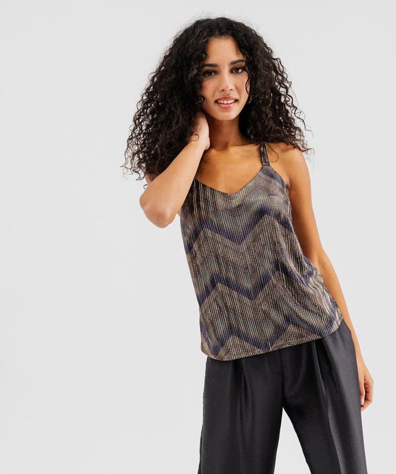 Débardeur à fines bretelles en maille plissée métallisée femme - GEMO(FEMME PAP) Débardeur à fines bretelles en maille plissée métallisée femme vue5 - GEMO(FEMME PAP) - GEMO