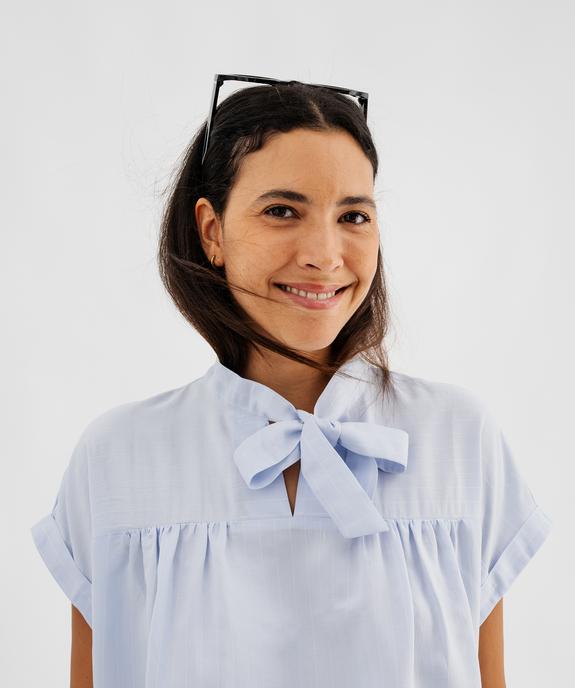 Robe courte manches coutes à col lavallière vue2 - GEMO 4G FEMME - GEMO