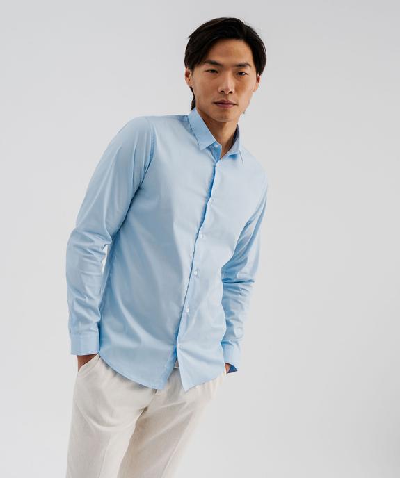 Chemise unie coupe slim en coton stretch homme vue7 - GEMO 4G HOMME - GEMO