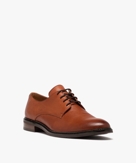 Derbies homme classiques dessus cuir uni à lacets  vue2 - GEMO(URBAIN) - GEMO