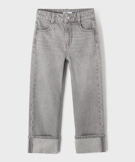 Jean Straight avec revers cousus et taille ajustable fille vue1 - GEMO 4G FILLE - GEMO