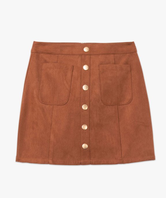 Jupe femme avec boutons fantaisie toucher peau de pêche vue4 - GEMO(FEMME PAP) - GEMO