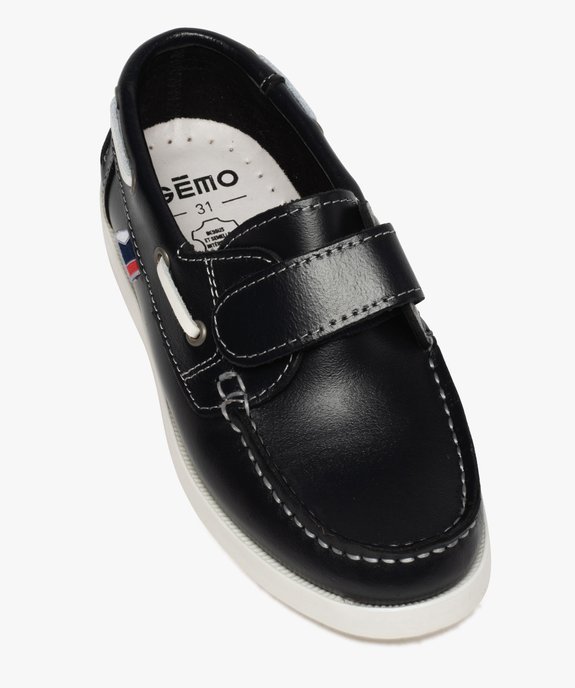 Chaussures bateau garçon dessus cuir à scratch vue5 - GEMO (ENFANT) - GEMO