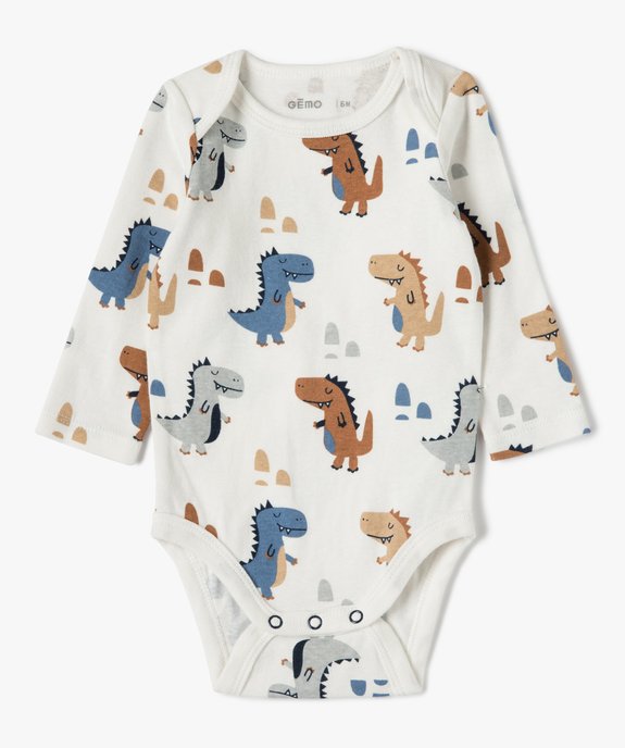 Body bébé garçon manches longues motifs monstres (lot de 3) vue3 - GEMO(BB COUCHE) - GEMO