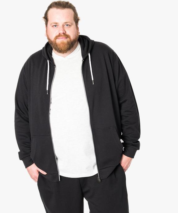 Sweat homme zippé avec capuche et détails contrastants vue1 - GEMO (G TAILLE) - GEMO