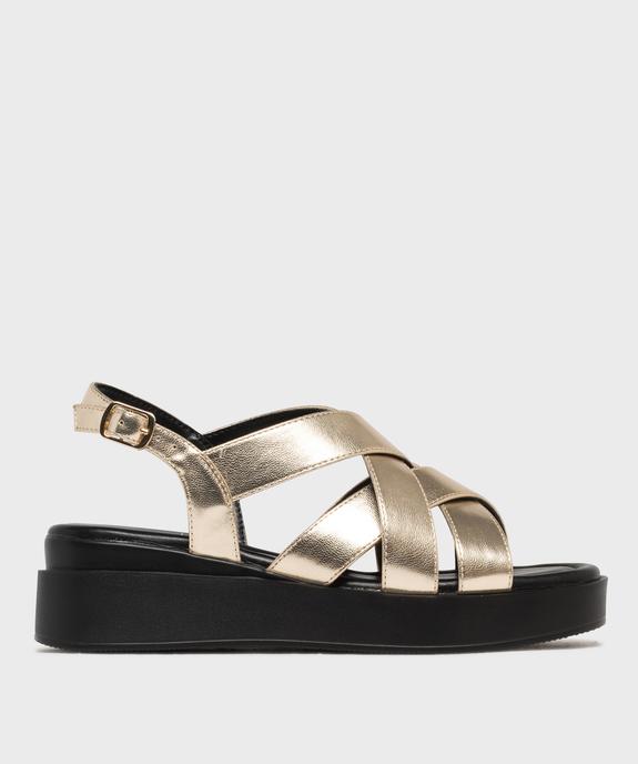 Sandales à talon compensé et brides entrelacées femme - 5 Miles vue1 - 5 MILES - GEMO