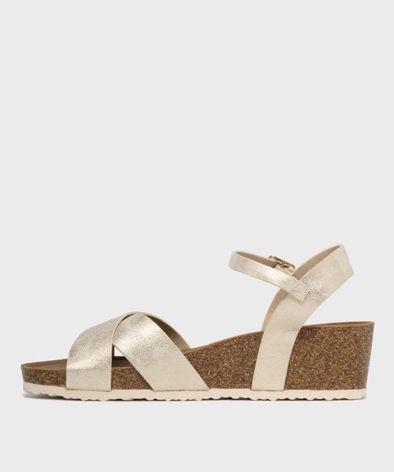 Sandales à talon compensé et larges brides croisées brillantes femme - Valentina Baldano vue3 - VALENTINA BALDA - GEMO