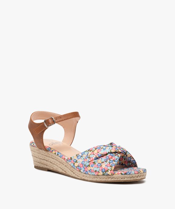 Sandales fille compensées dessus drapé en tissu vue2 - GEMO (ENFANT) - GEMO