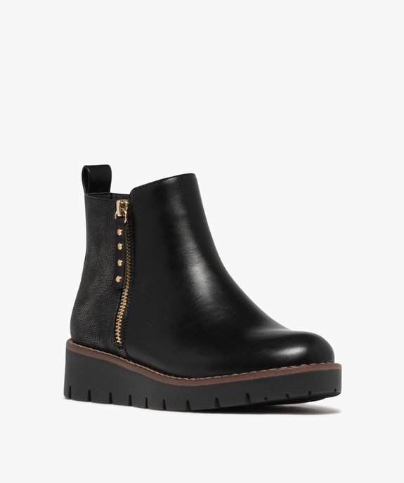 Boots femme à semelle plateforme crantée et à zip fantaisie vue3 - GEMO (CASUAL) - GEMO