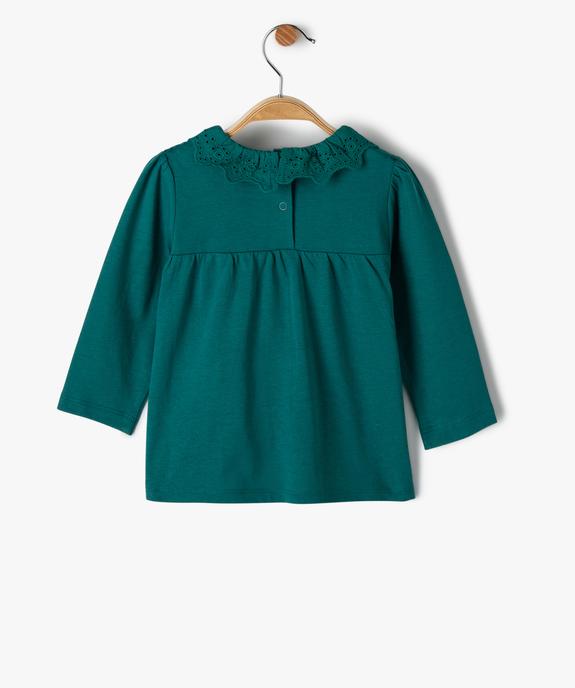 Tee-shirt bébé fille manches longues à col en broderie anglaise vue3 - GEMO(BEBE DEBT) - GEMO