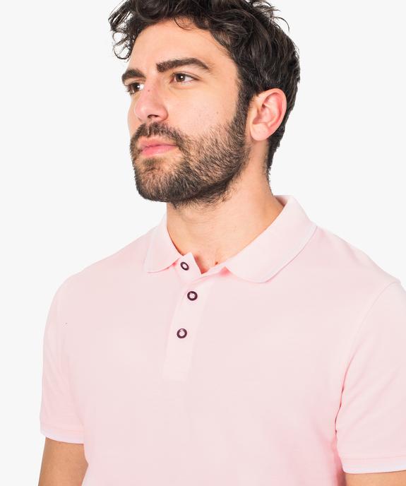 Polo homme à manches courtes avec rayures contrastantes vue2 - GEMO (HOMME) - GEMO