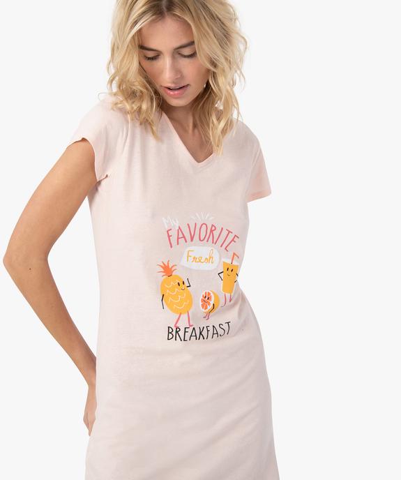 Chemise de nuit imprimée à manches courtes femme vue2 - GEMO 4G FEMME - GEMO