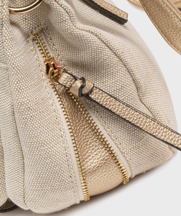 Sac besace en cuir imitation grainé et tissu pailleté femme vue4 - GEMO (ACCESS) - GEMO