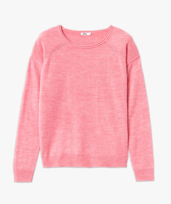 Pull à col rond finitions roulottées femme vue4 - GEMO(FEMME PAP) - GEMO