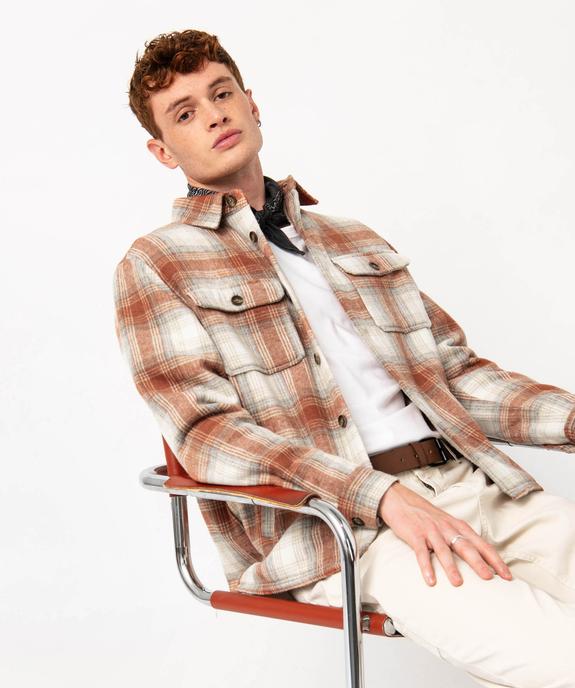 Surchemise à carreaux doublée sherpa homme vue1 - GEMO (HOMME) - GEMO