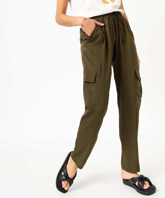 Pantalon cargo en satin fluide uni femme vue1 - GEMO(FEMME PAP) - GEMO
