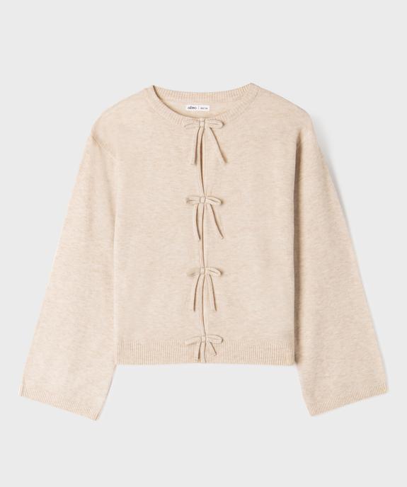 Pull gilet avec noeud sur l’avant fille  vue1 - GEMO (JUNIOR) - GEMO