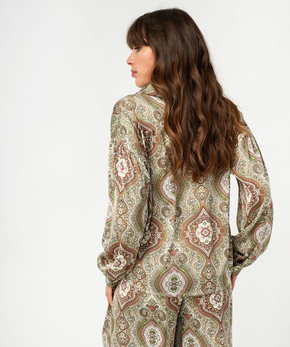 Chemise imprimée en matière satinée femme vert vue3 - GEMO(FEMME PAP) - GEMO