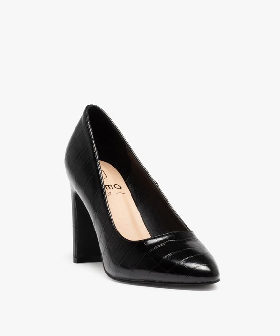 Escarpins femme à talon dessus imitation croco vue2 - GEMO(URBAIN) - GEMO