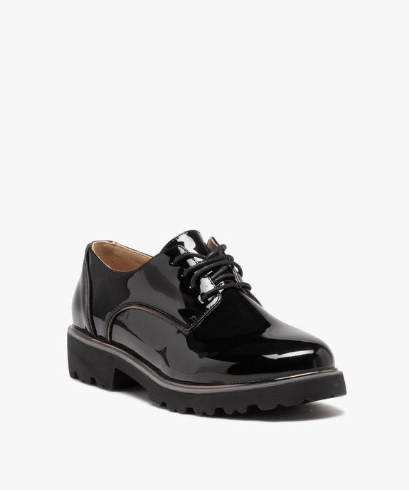 Derbies femme vernis à semelle crantée et lacets ronds vue2 - GEMO 4G FEMME - GEMO