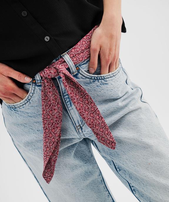 Jean straight cropped taille haute avec ceinture à nouer femme vue2 - GEMO(FEMME PAP) - GEMO