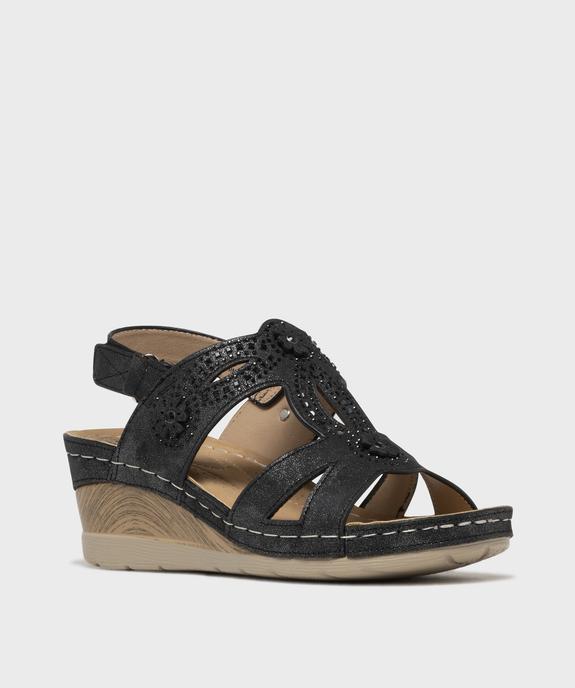 Sandales confort à strass avec talon compensé femme vue2 - G'FLEX - GEMO