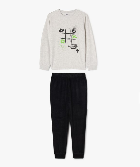 Pyjama en velours avec motif graffitis garçon vue1 - GEMO (JUNIOR) - GEMO