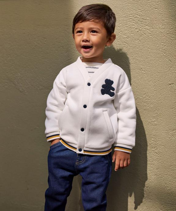 Gilet sweat avec finitions tricolores bébé garçon - LuluCastagnette vue1 - LULU CASTAGNETTE GEMO FOR GOOD - GEMO