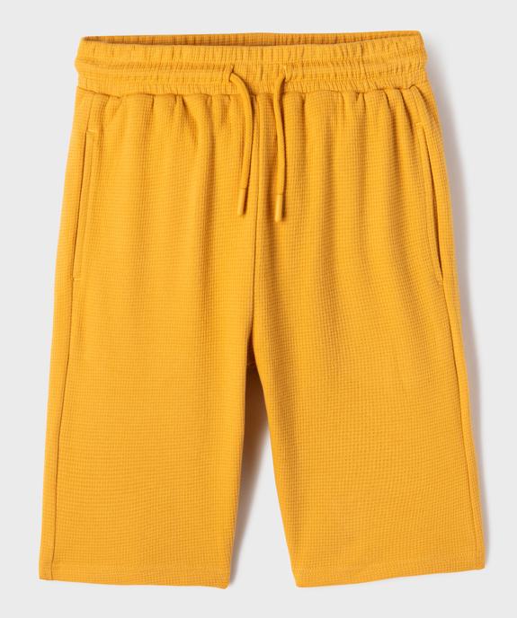 Bermuda de sport uni en maille nid d’abeille garçon vue1 - GEMO 4G GARCON - GEMO