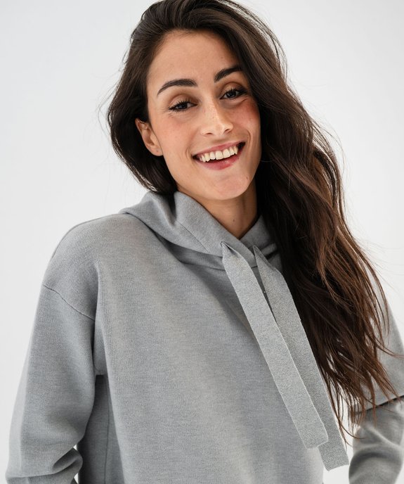 Pull large à capuche avec liens pailletés femme vue3 - GEMO(FEMME PAP) - GEMO