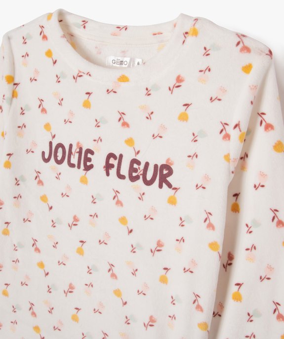 Pyjama en velours à motifs fleuris fille vue2 - GEMO (ENFANT) - GEMO