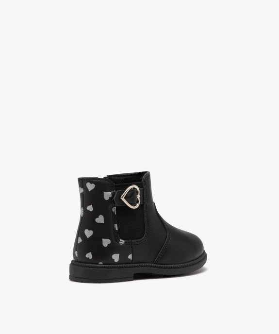 Boots bébé fille unies style Chelsea avec petits coeurs vue4 - PREMIER PRIX BY GEMO - GEMO