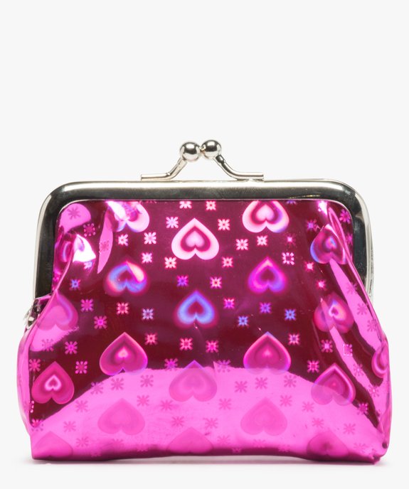 Porte-monnaie fille motif cœur matière irisée vue1 - GEMO (ENFANT) - GEMO