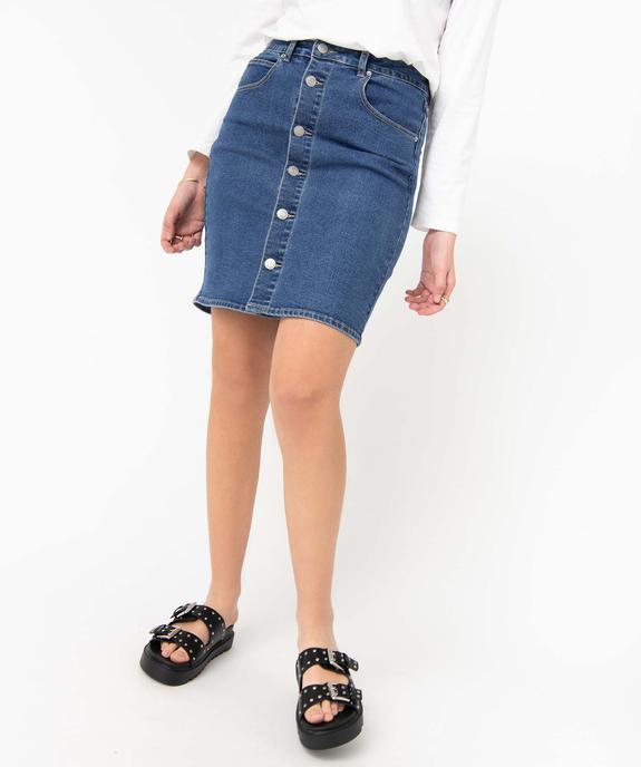 Jupe femme en jean avec boutons sur l’avant vue1 - GEMO(FEMME PAP) - GEMO