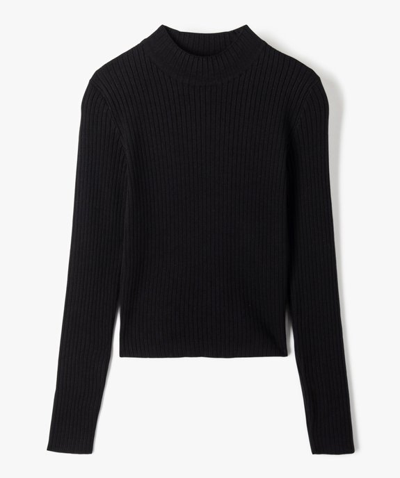 Pull court à col cheminée en maille côtelée fille vue1 - GEMO 4G FILLE - GEMO