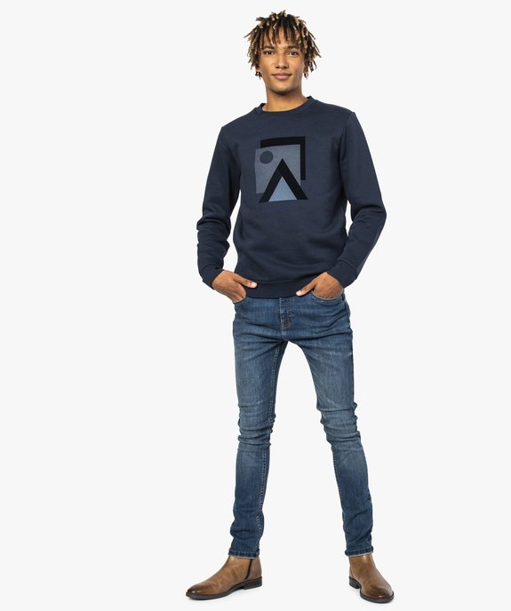 Sweat homme en molleton avec imprimé graphique en velours vue5 - GEMO (CASUAL) - GEMO