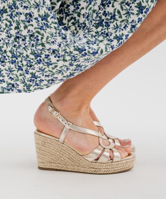 Sandales à talon compensé en corde et tige brillante femme - Follow Me vue1 - VALENTINA BALDA - GEMO