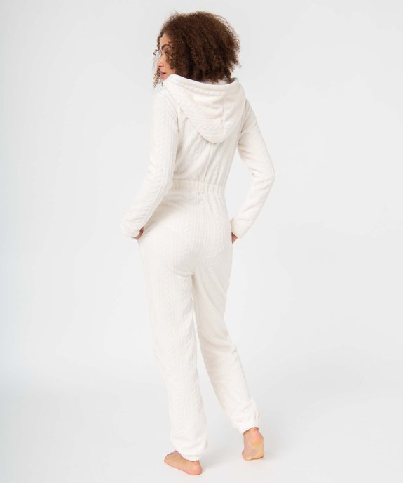 Combinaison pyjama femme en maille peluche avec capuche vue3 - GEMO(HOMWR FEM) - GEMO