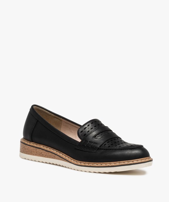 Mocassins femme unis à semelle crantée vue2 - GEMO 4G FEMME - GEMO