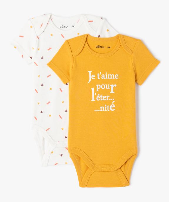 Body bébé à manches courtes et col américain (lot de 2) vue1 - GEMO 4G BEBE - GEMO