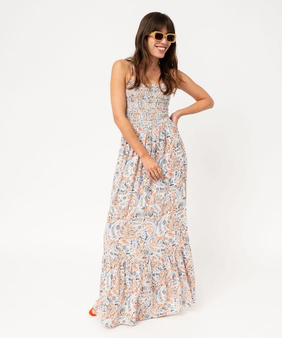 Robe longue et ample à bretelles en viscose imprimée femme vue1 - GEMO 4G FEMME - GEMO