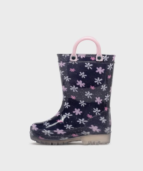 Bottes de pluie à fleurs et paillettes bébé fille - Little Love vue3 - LITTLE LOVE - GEMO