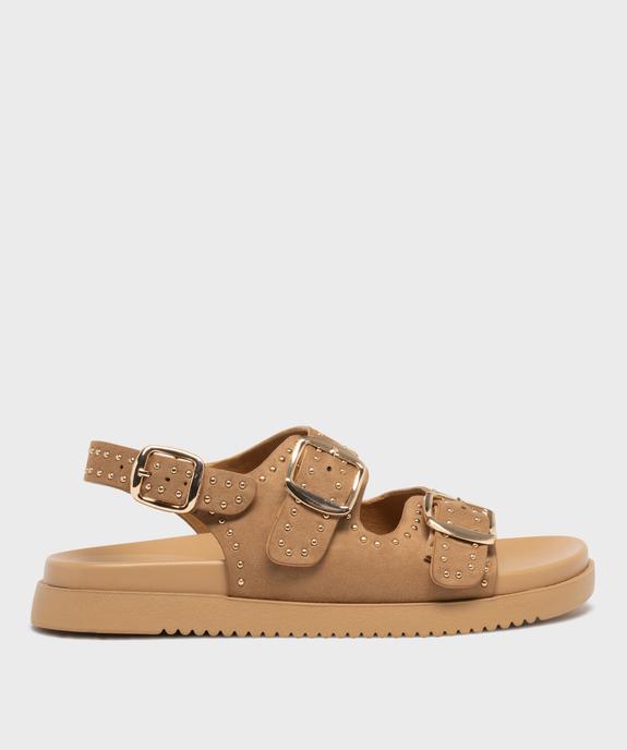 Mules à épaisse semelle en suédine à clous dorés femme vue1 - 5 MILES - GEMO