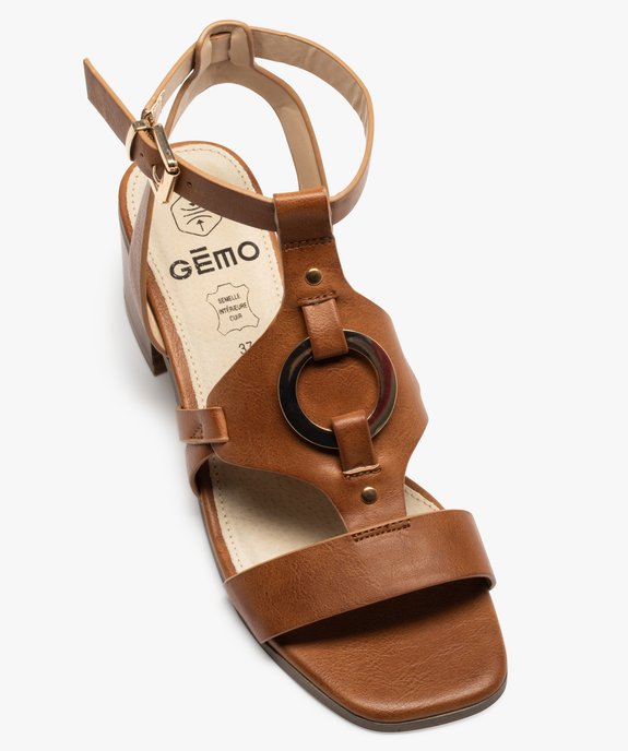 Sandales femme à talon et bride centrale avec anneau vue5 - GEMO(URBAIN) - GEMO