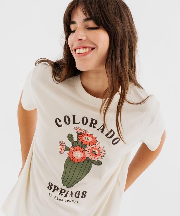 Tee-shirt manches courtes avec motif désert femme vue3 - GEMO 4G FEMME - GEMO