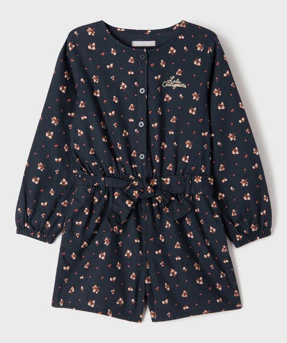 Combishort manches longues à motif fleuri fille - LuluCastagnette vue1 - LULUCASTAGNETTE - GEMO