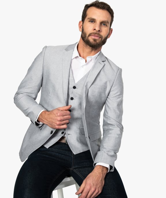Veste de costume homme avec coudières contrastantes vue1 - GEMO (HOMME) - GEMO