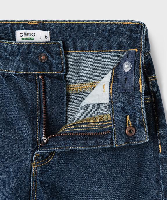 Jean straight à larges revers et taille élastiquée fille vue2 - GEMO 4G FILLE - GEMO