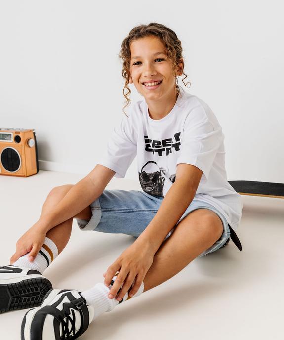 Tee-shirt manches courtes motif streetwear garçon vue5 - GEMO (JUNIOR) - GEMO