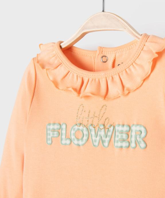 Pyjama dors bien en jersey à col volanté et pont-dos pressionné bébé vue2 - GEMO 4G BEBE - GEMO